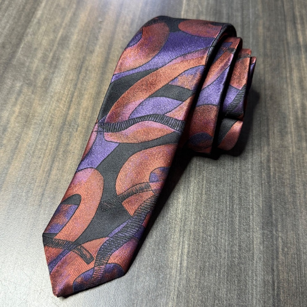 Brittania‎ Necktie Purple Copper Black Abstract Pattern Business Casual